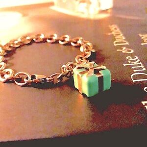 Tiffany&Co SterlingSilv bracelet& Blue Enamel Gift Box 925 charm w Orig receipt